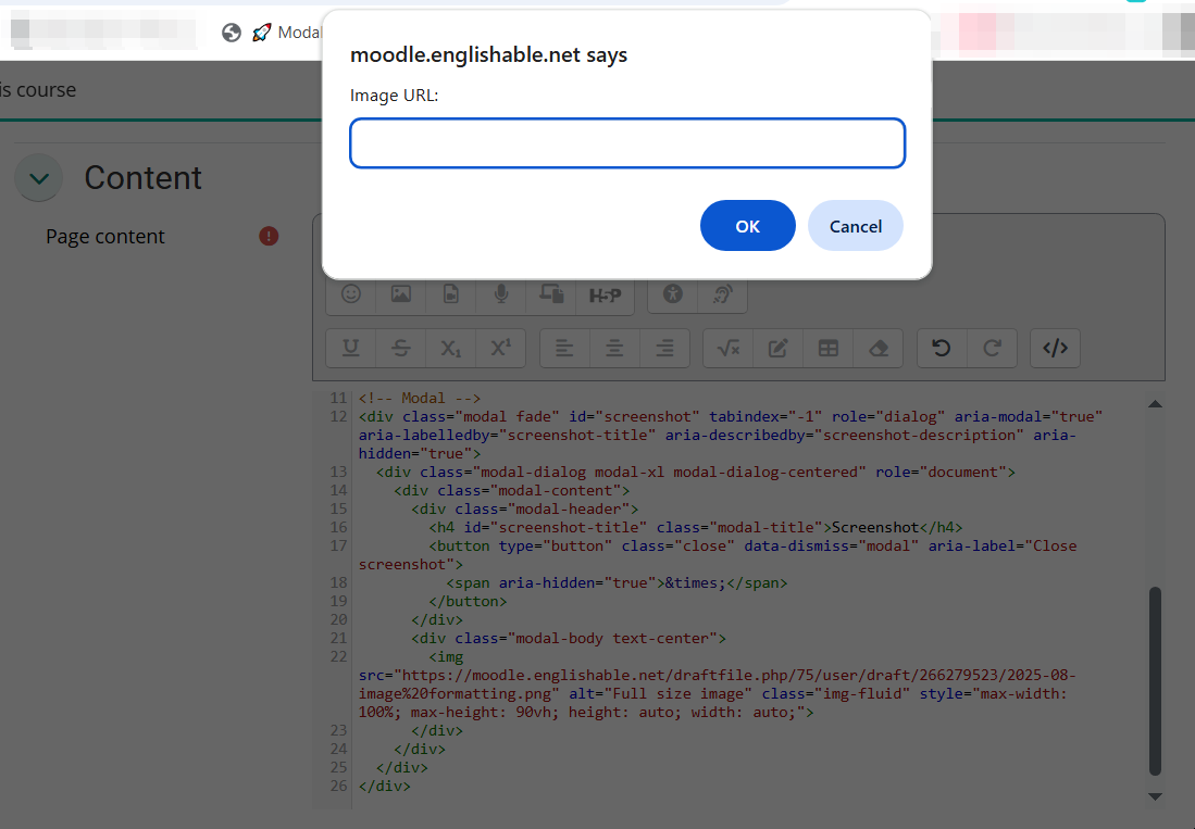 Moodle Modal Generator